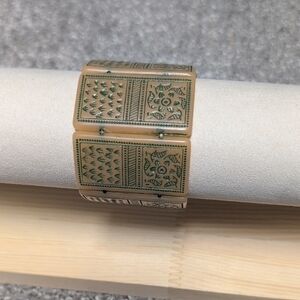 Tan and Green Patterned Bracelet
